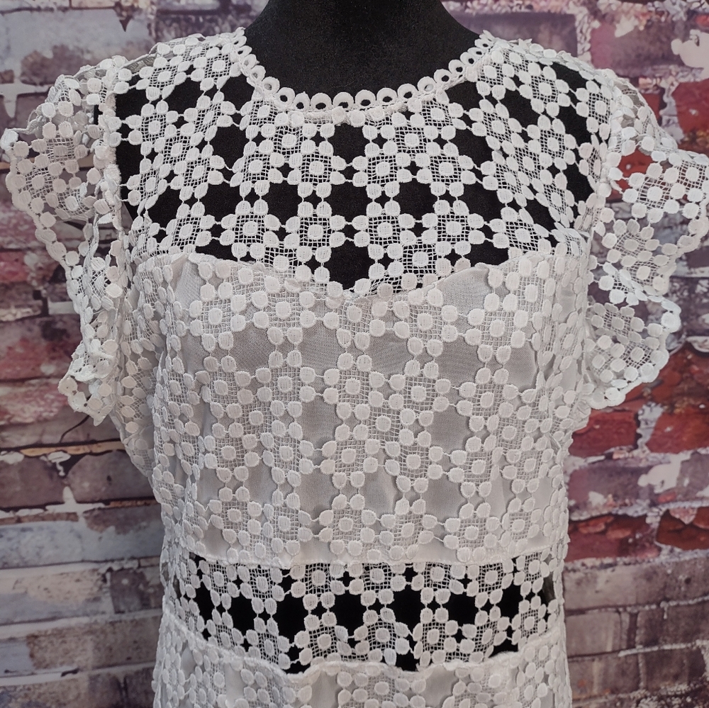 Petal & Pup White Crochet Midi Dress - Picture 5 of 13